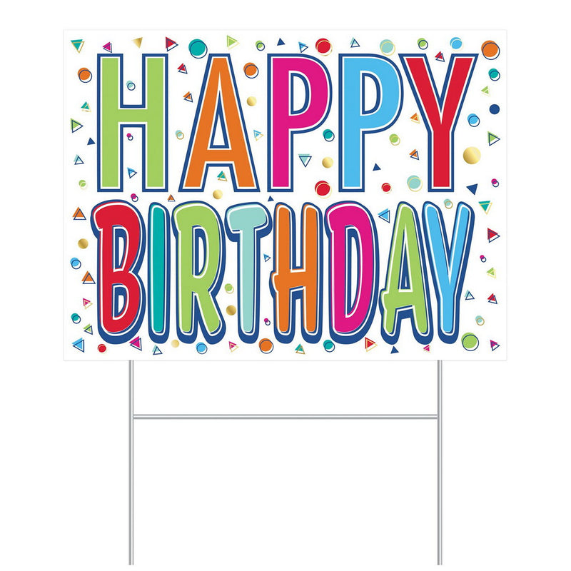 Plastic Happy Birthday Yard Sign – 11½" x 15½" – (1/Pkg) by Beistle Plastic Yard Signs