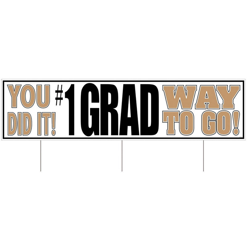 Plastic Jumbo Grad Yard Sign – 11¾" x 3' 11" – (1/Pkg) by Beistle for Graduation Plastic Yard Signs