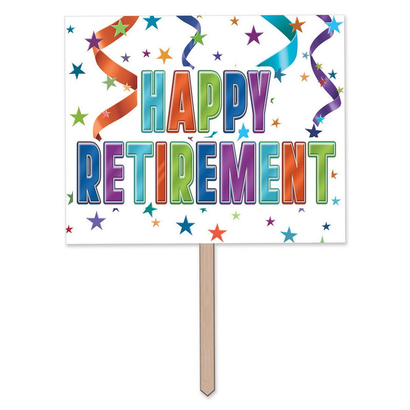 Happy Retirement Yard Sign – 12" x 15" by Beistle Yard Signs