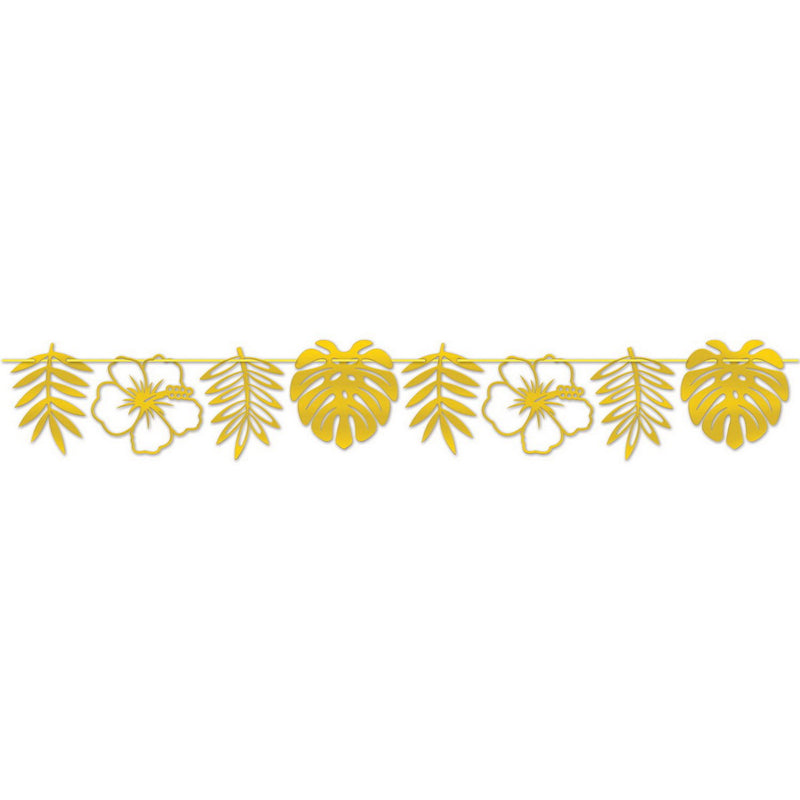 Foil Die-Cut Floral Streamer – 8" x 7' 9" – (1/Pkg) by Beistle for Luau Streamers