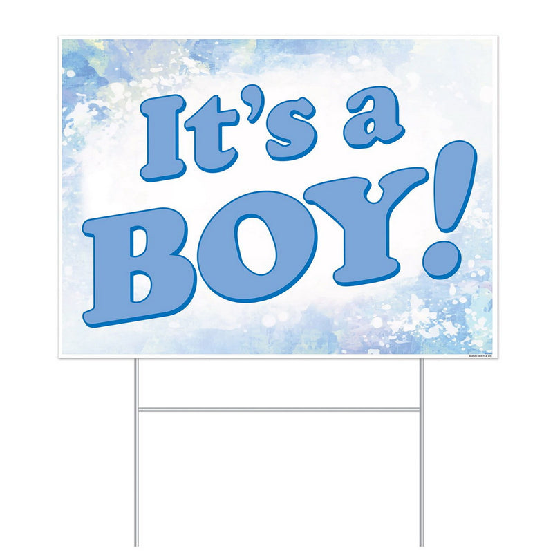 Plastic It's A Boy! Yard Sign – 11½" x 15½" – (1/Pkg) by Beistle for Baby Shower Plastic Yard Signs