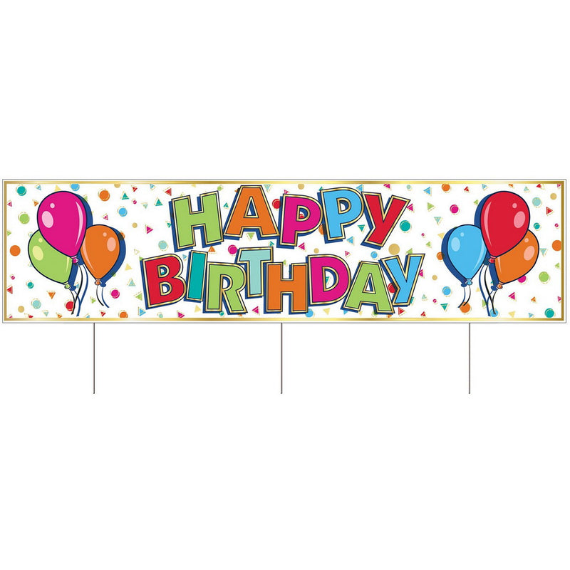 Plastic Jumbo Happy Birthday Yard Sign – 11¾" x 3' 11" – (1/Pkg) by Beistle Plastic Yard Signs