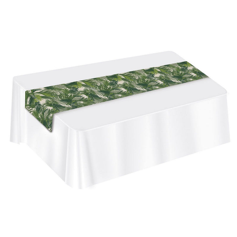 Palm Leaf Fabric Table Runner – 12" x 6' – (1/Pkg) by Beistle for Luau Table Runners - Fabric