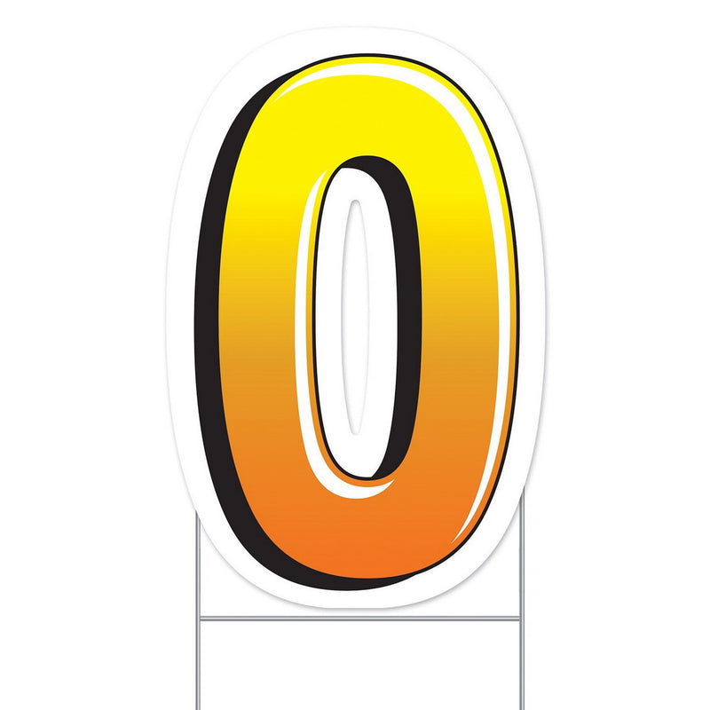 Plastic "0" Yard Sign – 18" by Beistle for General occasion Plastic Yard Signs