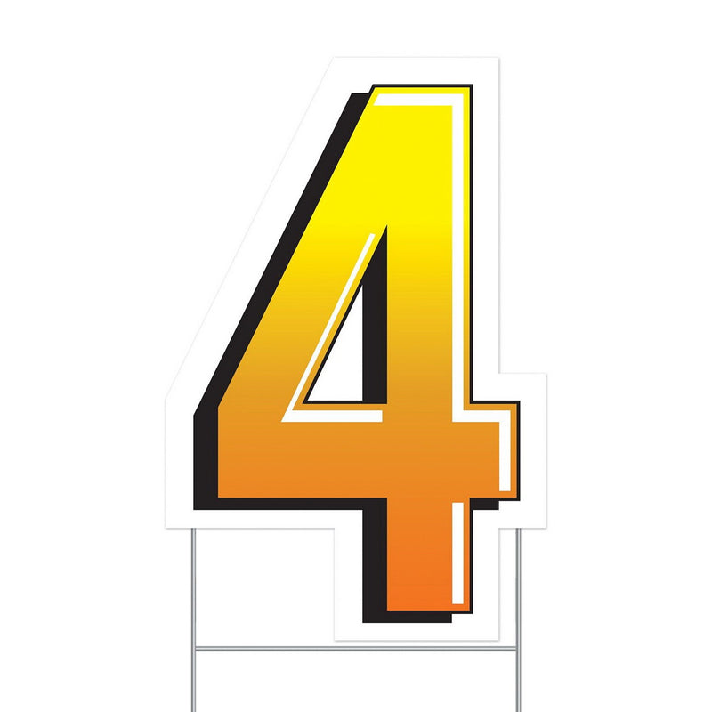 Plastic "4" Yard Sign – 18" by Beistle for General occasion Plastic Yard Signs