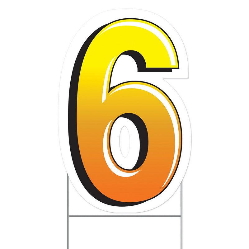 Plastic "6" Yard Sign – 18" by Beistle for General occasion Plastic Yard Signs