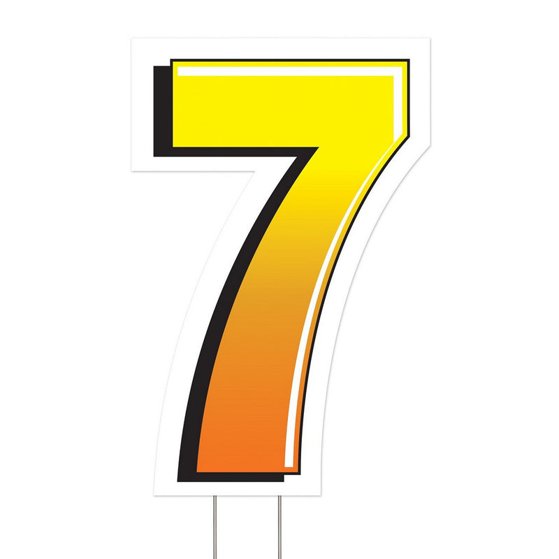 Plastic "7" Yard Sign – 18" by Beistle for General occasion Plastic Yard Signs