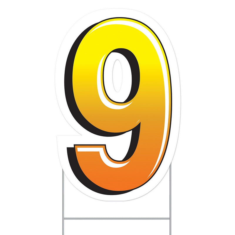 Plastic "9" Yard Sign – 18" by Beistle for General occasion Plastic Yard Signs