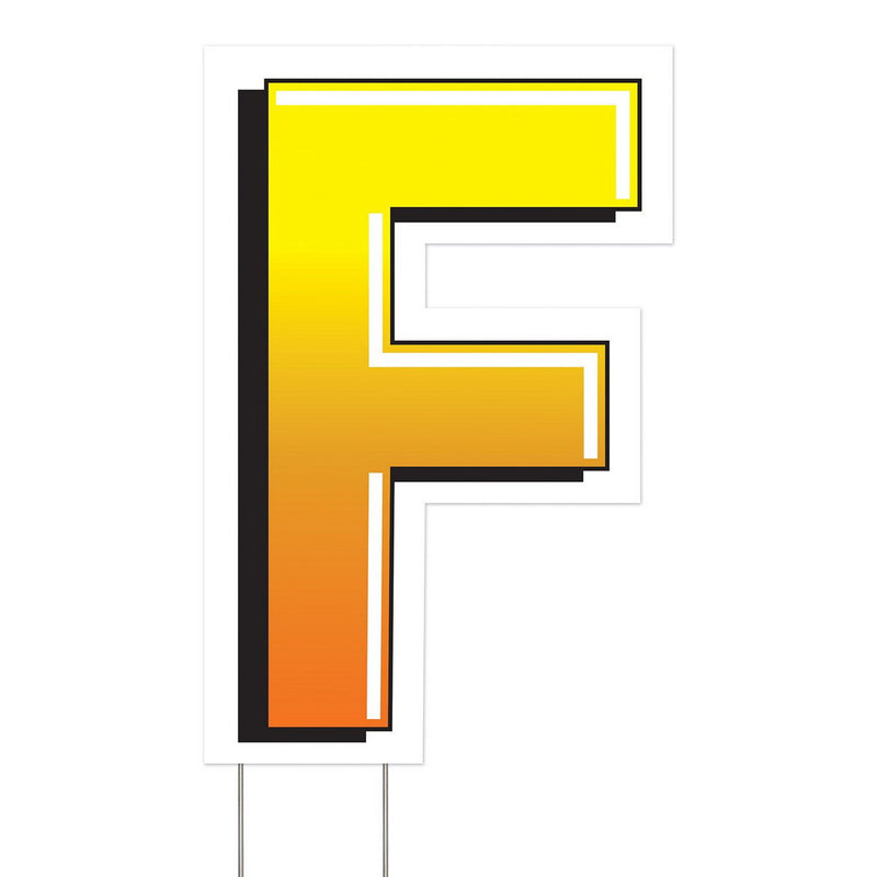 Plastic "F" Yard Sign – 18" by Beistle for General occasion Plastic Yard Signs