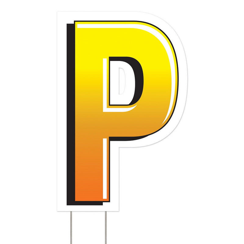 Plastic "P" Yard Sign – 18" by Beistle for General occasion Plastic Yard Signs