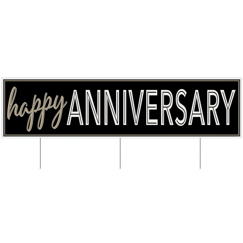 Plastic Jumbo Happy Anniv Yard Sign – 11¾" x 3' 11" – (1/Pkg) by Beistle for Anniversary Plastic Yard Signs