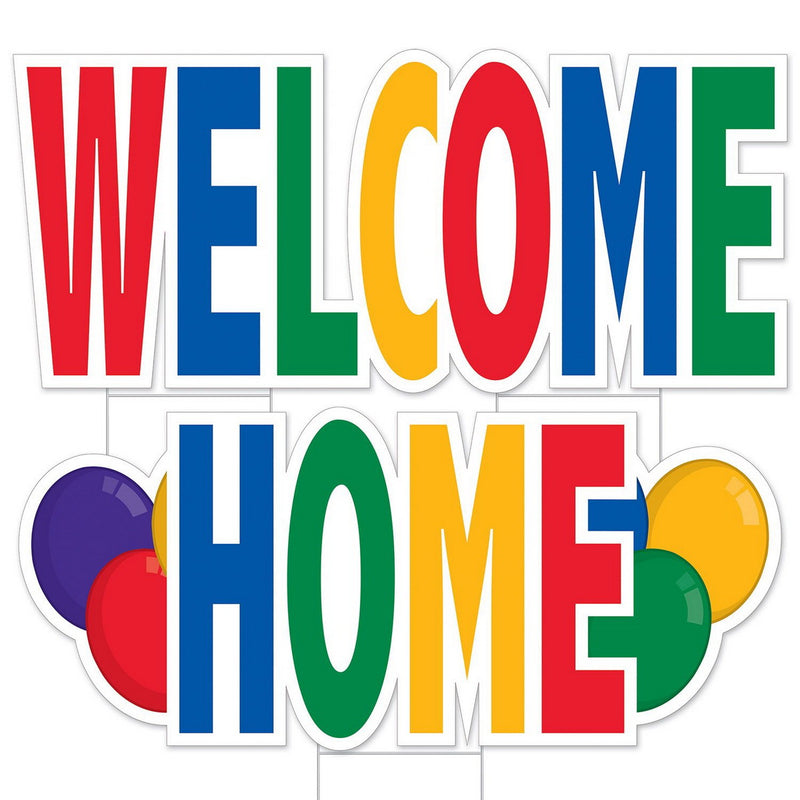 Plastic Jumbo Welcome Home Yard Sign Set – 20½"x3'10" & 20½"x3'9½" by Beistle for General occasion Plastic Yard Signs