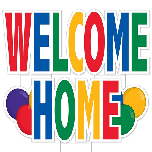 Plastic Jumbo Welcome Home Yard Sign Set – 20½"x3'10" & 20½"x3'9½" by Beistle for General occasion Plastic Yard Signs