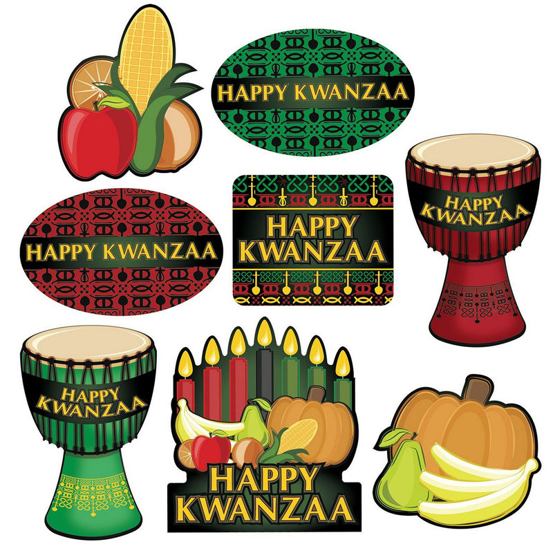 Happy Kwanzaa Cutouts – 5"-8½" – (8/Pkg) by Beistle Printed
