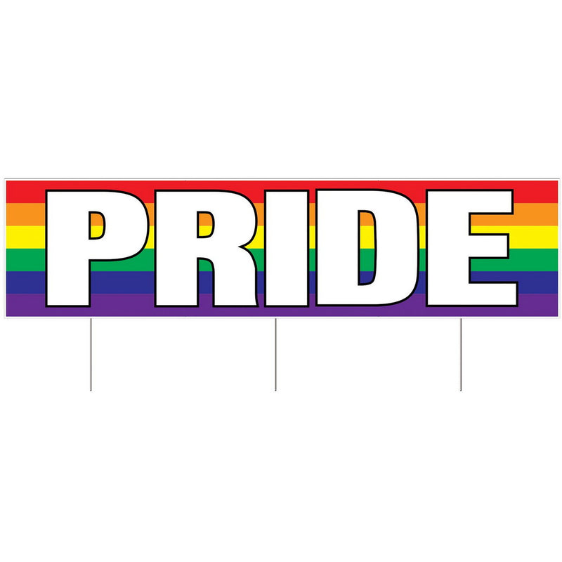 Plastic Jumbo Pride Yard Sign – 11¾" x 3' 11" – (1/Pkg) by Beistle for Rainbow Plastic Yard Signs