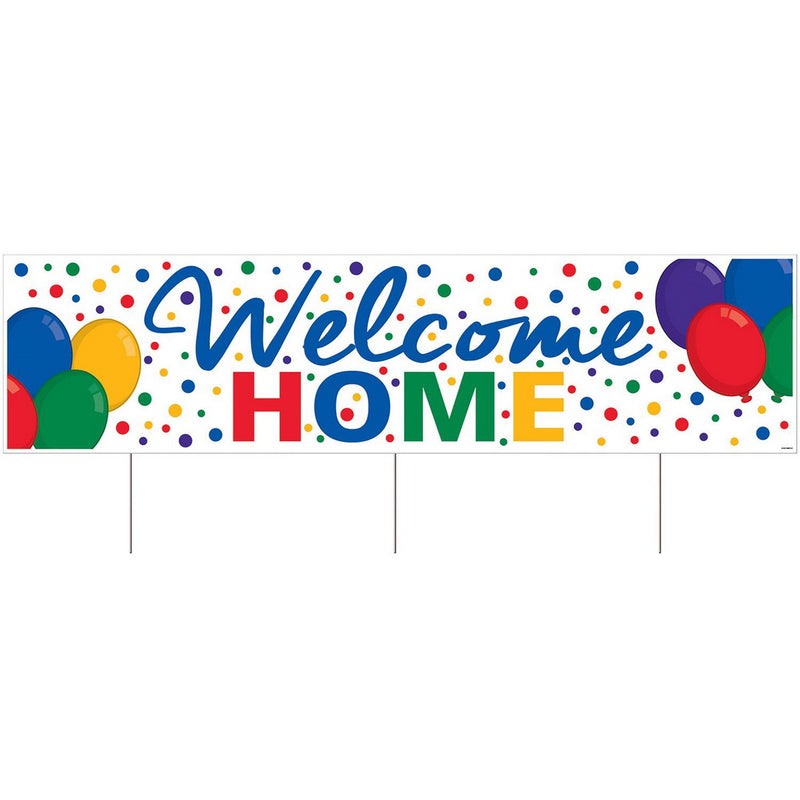 Plastic Jumbo Welcome Home Yard Sign – 11¾" x 3' 11" – (1/Pkg) by Beistle for General occasion Plastic Yard Signs