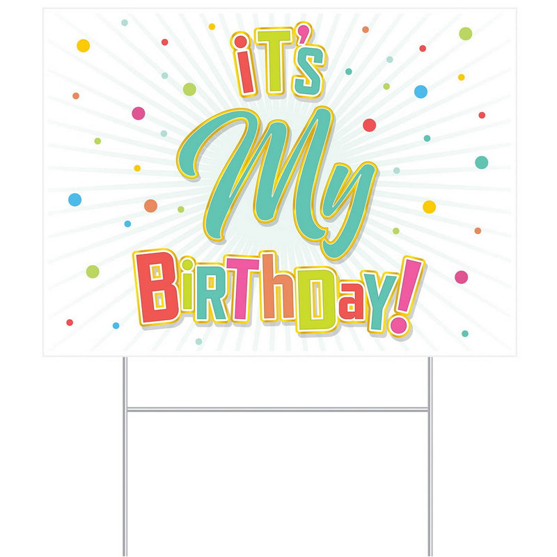 Plastic It's My Birthday! Yard Sign – 11½" x 15½" – (1/Pkg) by Beistle Plastic Yard Signs