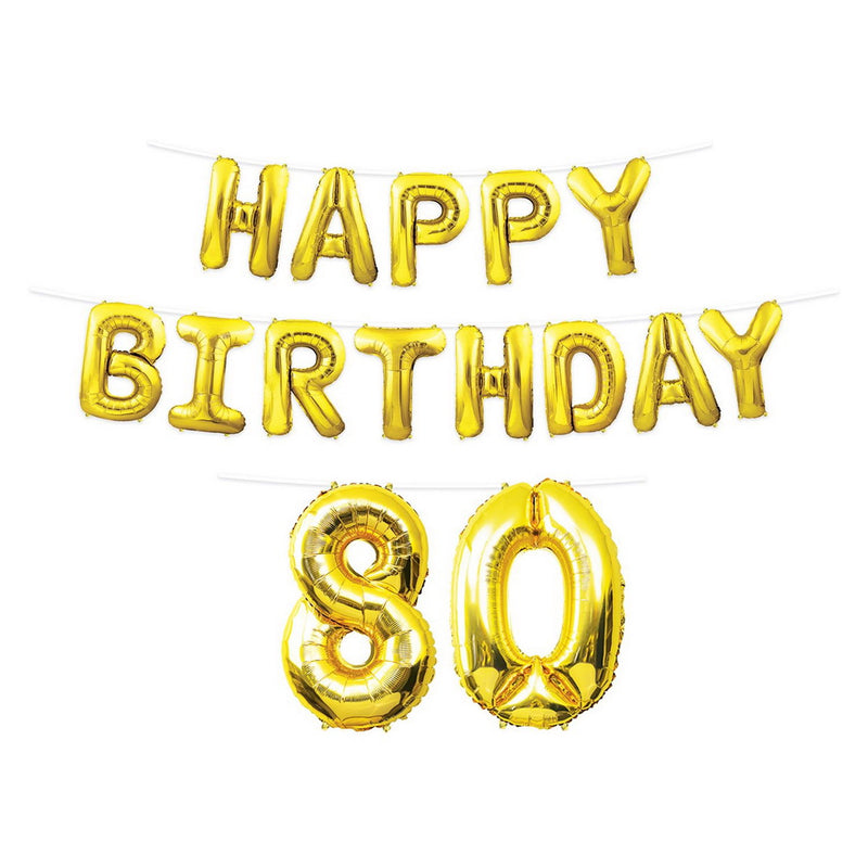 Happy Birthday "80" Balloon Streamer – 14¼" & 25" x 15' – (1/Pkg) by Beistle for Age-specific birthday Balloon Streamers