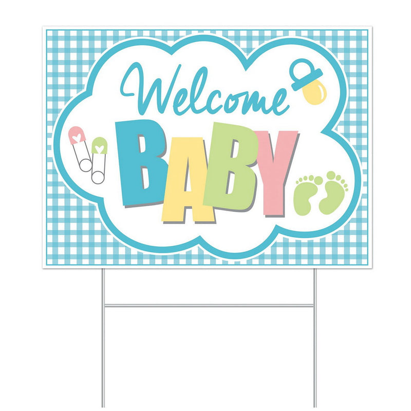 Plastic Welcome Baby Yard Sign – 11½" x 15½" – (1/Pkg) by Beistle for Baby Shower Plastic Yard Signs
