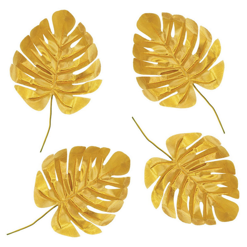Fabric Gold Palm Leaves – 13½" x 6¾" – (4/Pkg) by Beistle for Luau Luau Accessories