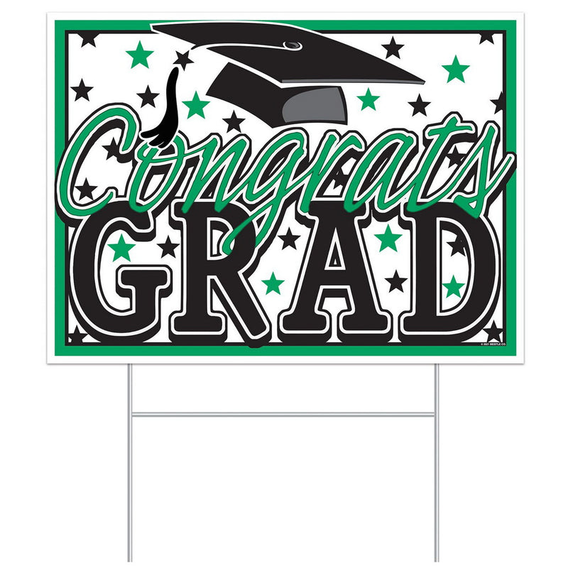 Plastic Congrats Grad Yard Sign – 11½" x 15½" – (1/Pkg) by Beistle for Graduation Plastic Yard Signs