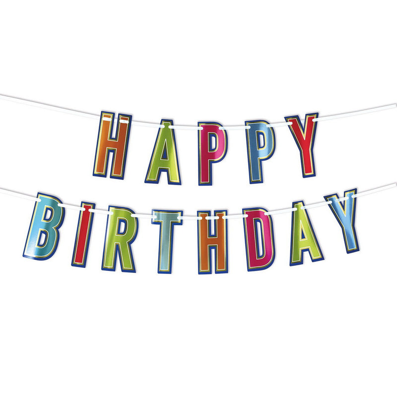 Foil Happy Birthday Streamer – 6" x 6' – (1/Pkg) by Beistle Streamers