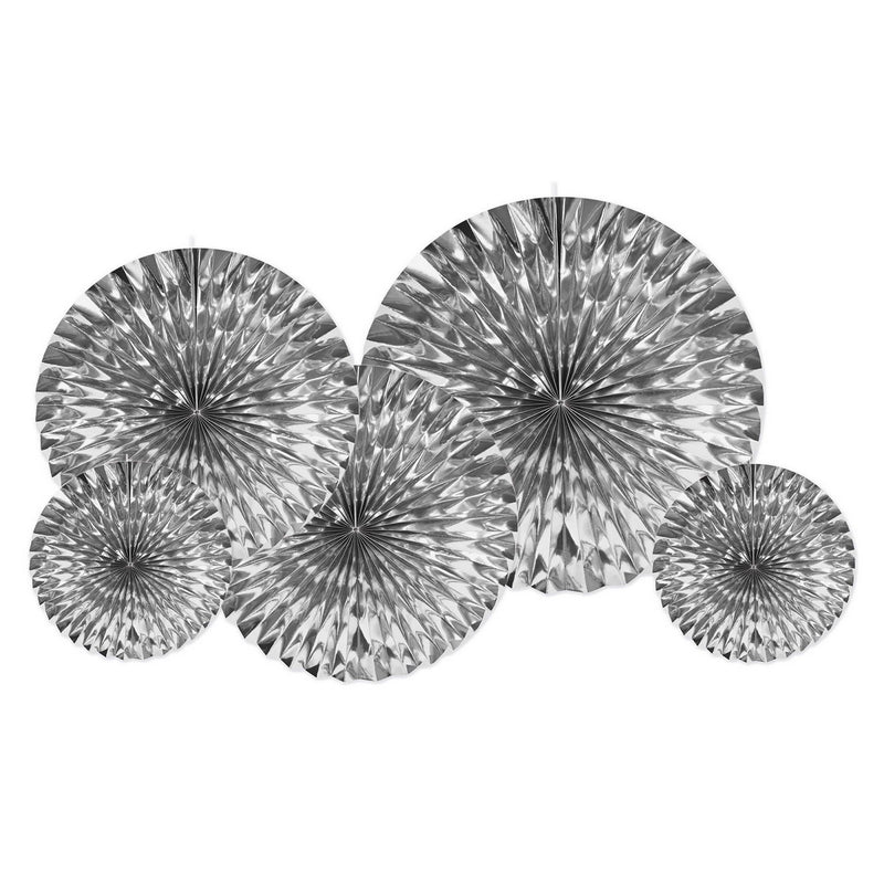 Metallic Fans – Asstd – (5/Pkg) by Beistle for General occasion Decorative Fans