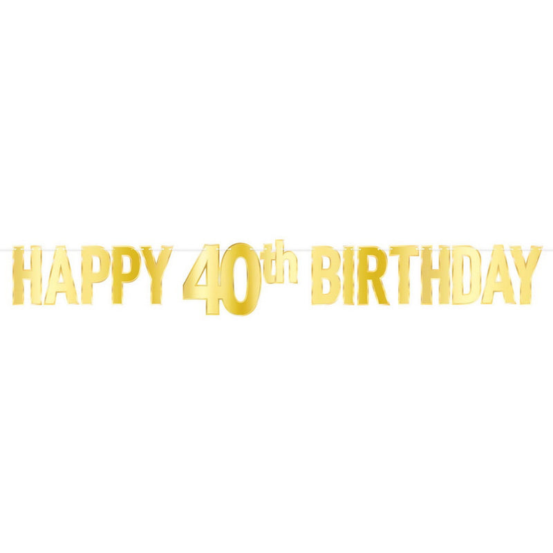 Foil Happy "40th" Birthday Streamer – 7¾" x 5' – (1/Pkg) by Beistle for Age-specific birthday Streamers