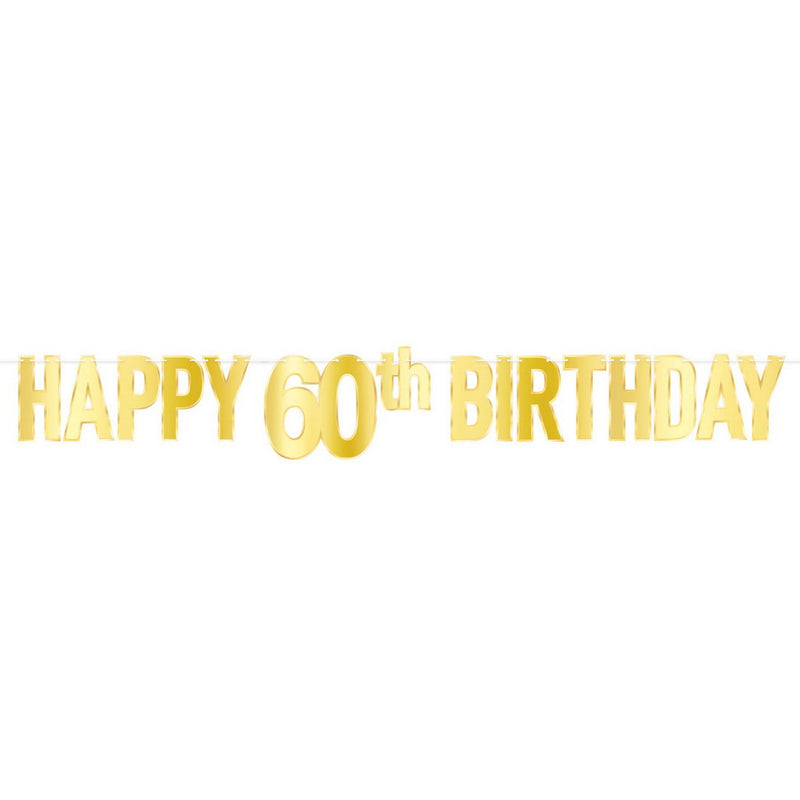 Foil Happy "60th" Birthday Streamer – 7¾" x 5' – (1/Pkg) by Beistle for Age-specific birthday Streamers