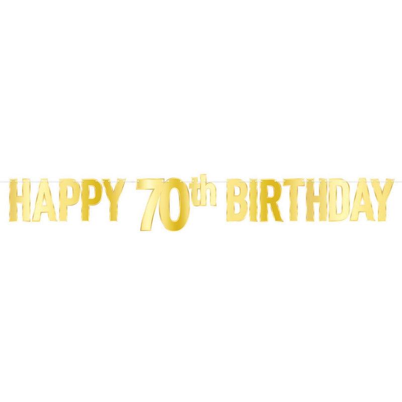 Foil Happy "70th" Birthday Streamer – 7¾" x 5' – (1/Pkg) by Beistle for Age-specific birthday Streamers