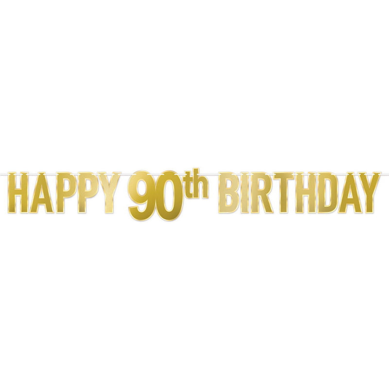 Foil Happy "90th" Birthday Streamer – 7¾" x 5' – (1/Pkg) by Beistle for Age-specific birthday Streamers