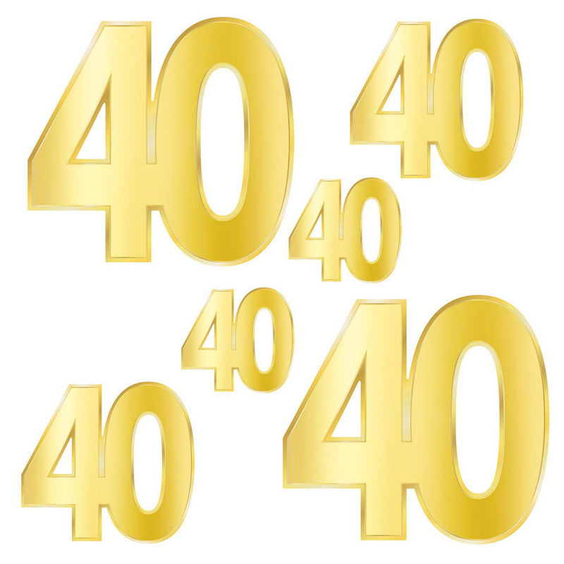 Foil "40" Birthday Cutouts – 4½"-11½" – (6/Pkg) by Beistle for Age-specific birthday