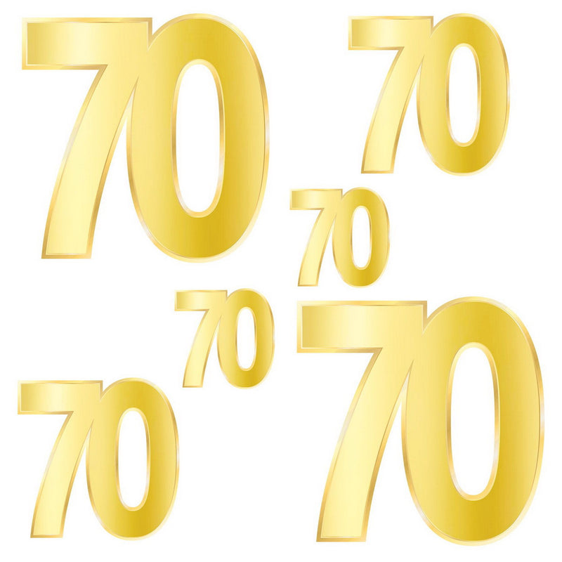 Foil "70" Birthday Cutouts – 4¼"-10¾" – (6/Pkg) by Beistle for Age-specific birthday