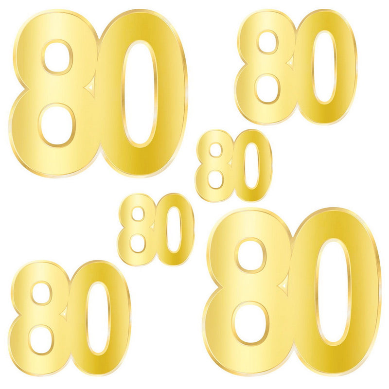 Foil "80" Birthday Cutouts – 4½"-11½" – (6/Pkg) by Beistle for Age-specific birthday