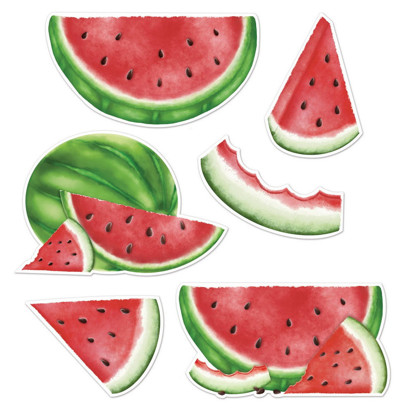 Watermelon Cutouts – 5"-11" – (6/Pkg) by Beistle for Spring and Summer Printed