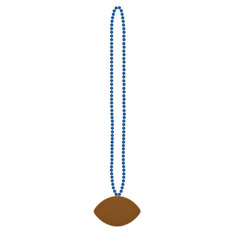 Beads w/Football Medallion – 33" – (1/Card) by Beistle Beads with Medallion