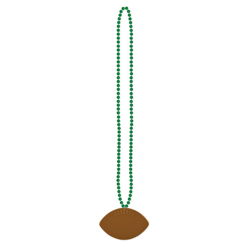 Beads w/Football Medallion – 33" – (1/Card) by Beistle Beads with Medallion