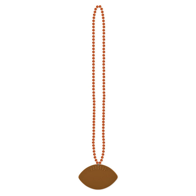 Beads w/Football Medallion – 33" – (1/Card) by Beistle Beads with Medallion