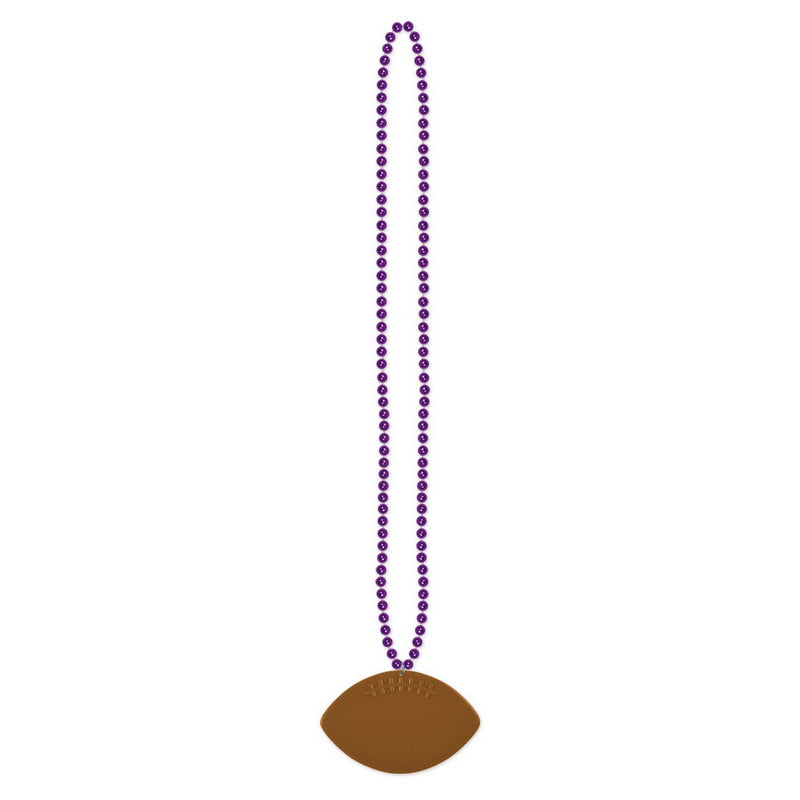 Beads w/Football Medallion – 33" – (1/Card) by Beistle Beads with Medallion