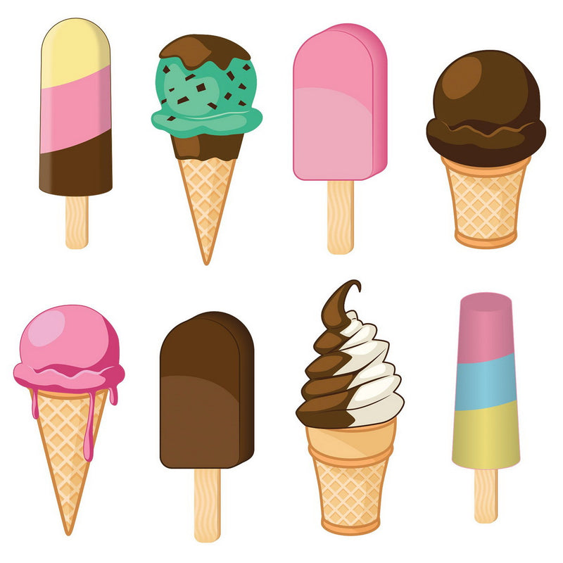 Ice Cream Cutouts – 9"-11¾" – (8/Pkg) by Beistle for Spring and Summer Printed