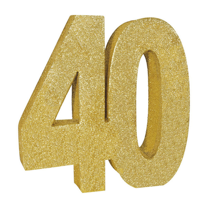 3-D Glittered "40" Centerpiece – 8" x 8" x 1" – (1/Pkg) by Beistle for Age-specific birthday