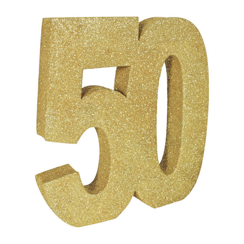 3-D Glittered "50" Centerpiece – 8" x 8" x 1" – (1/Pkg) by Beistle for Age-specific birthday