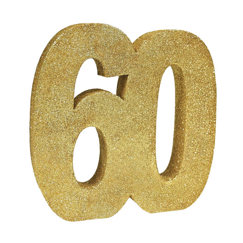 3-D Glittered "60" Centerpiece – 8" x 8" x 1" – (1/Pkg) by Beistle for Age-specific birthday