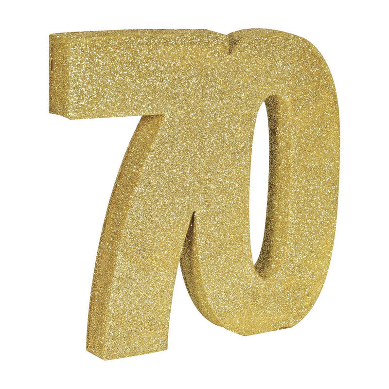 3-D Glittered "70" Centerpiece – 8" x 8" x 1" – (1/Pkg) by Beistle for Age-specific birthday