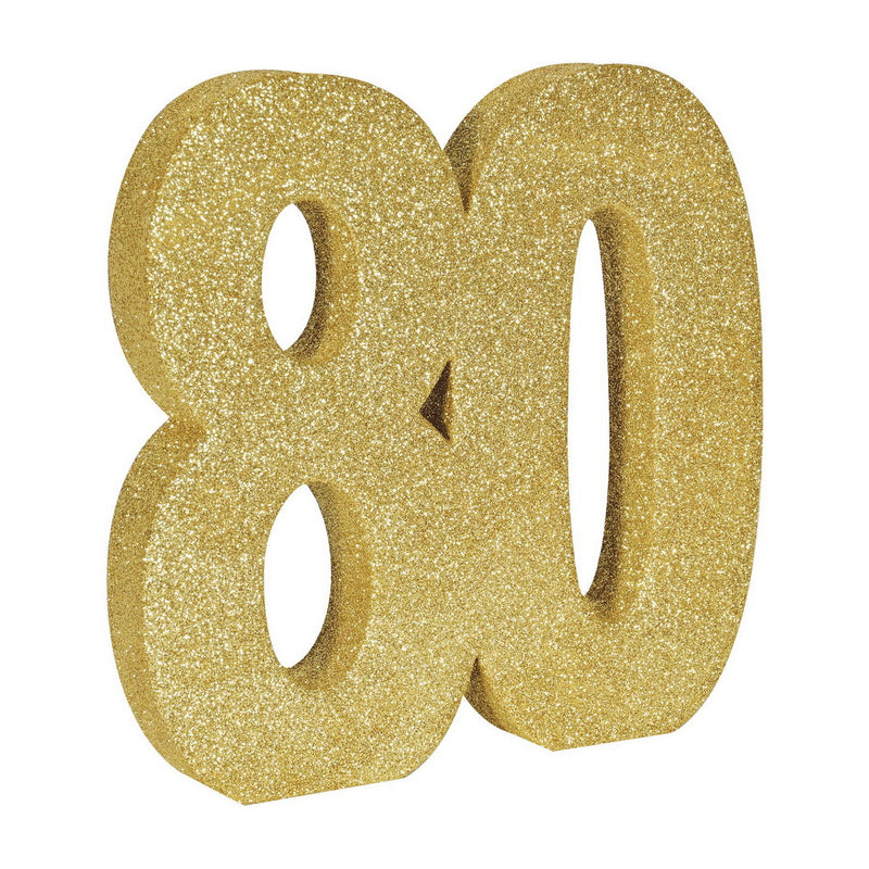 3-D Glittered "80" Centerpiece – 8" x 8" x 1" – (1/Pkg) by Beistle for Age-specific birthday