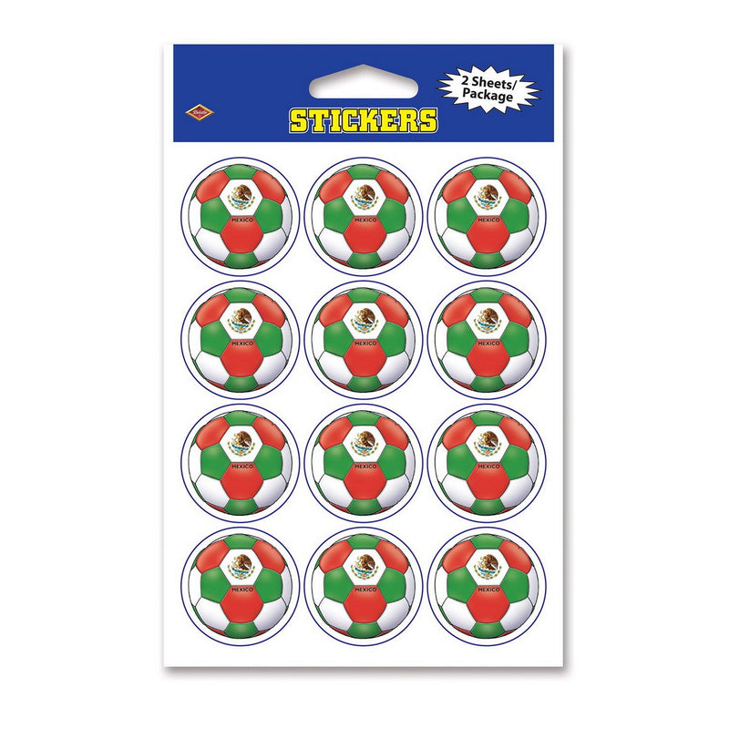 Stickers - Mexico – 4" x 6" Sh – (2 Shs/Pkg) by Beistle for Soccer