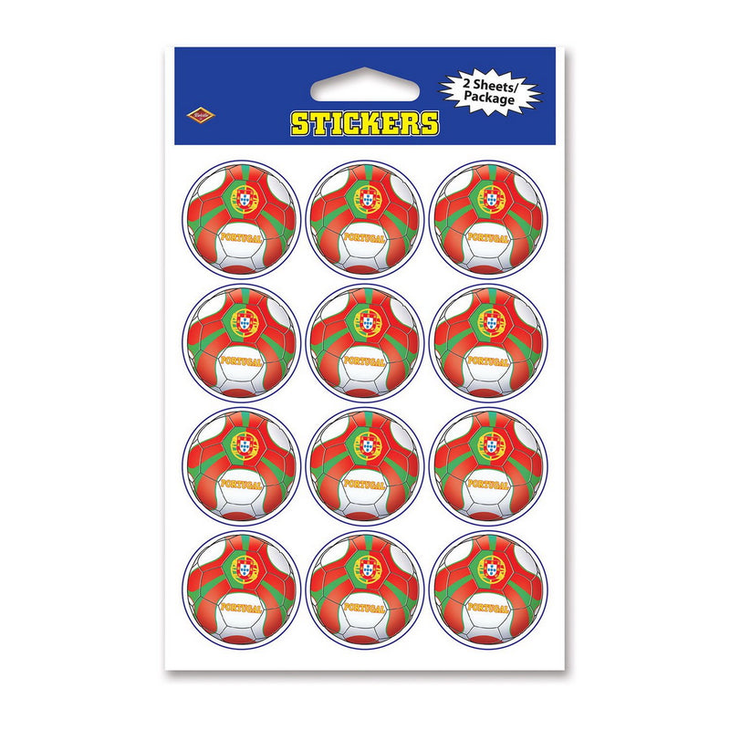 Stickers - Portugal – 4" x 6" Sh – (2 Shs/Pkg) by Beistle for Soccer
