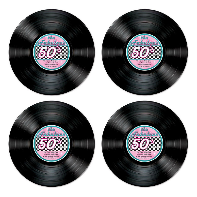 Record Cutouts – 13½" – (4/Pkg) by Beistle for 50's and Rock & Roll Printed