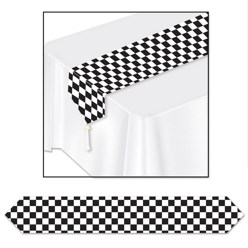 Printed Checkered Table Runner – 11" x 6' – (1/Pkg) by Beistle for Racing Table Runners - Printed