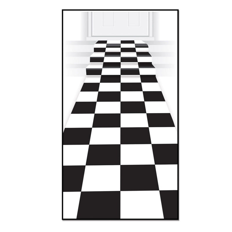 Checkered Runner – 24" x 10' – (1/Pkg) by Beistle for Racing Aisle Runner